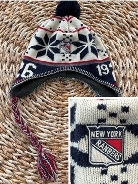Old Time Hockey NY Rangers Tobaggan Beanie Fair Isle Hat